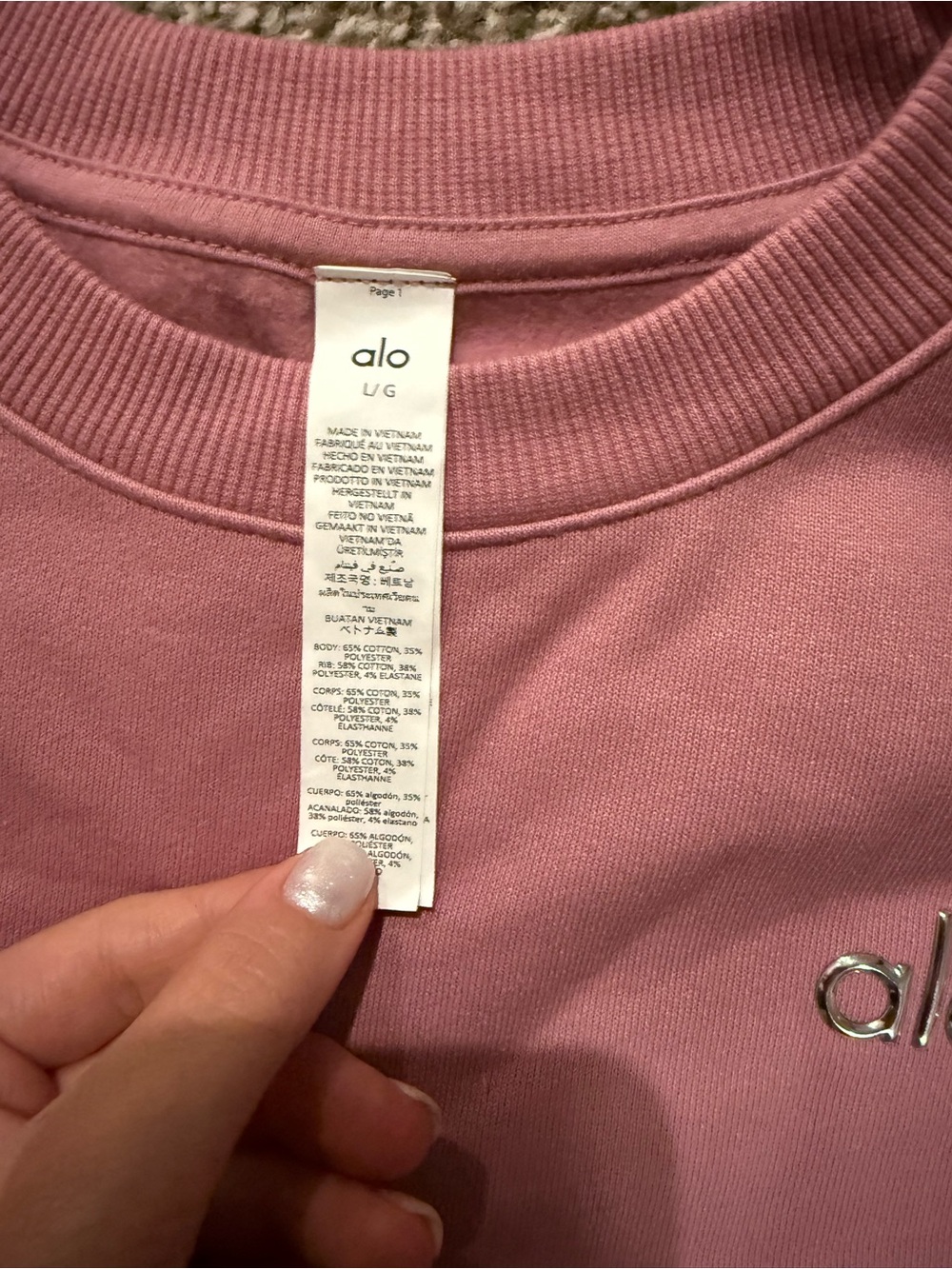 ALO Yoga Wild Rose Shorts and Crew Set - Wild Rose Pink - Picture 6 of 7
